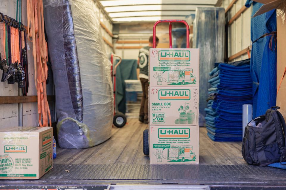 moving blankets, boxes and mattress