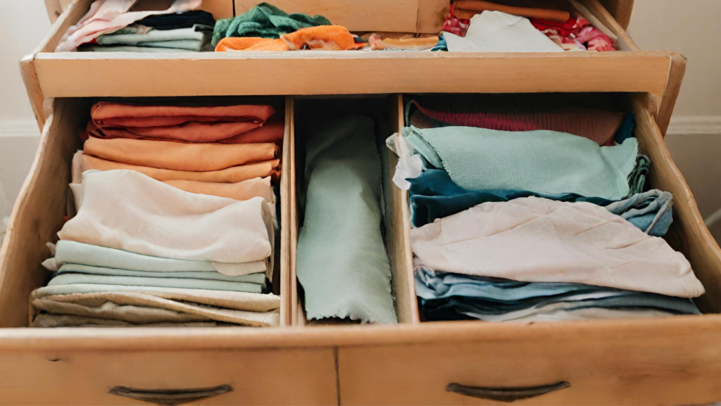 picture of a dresser full of clothes