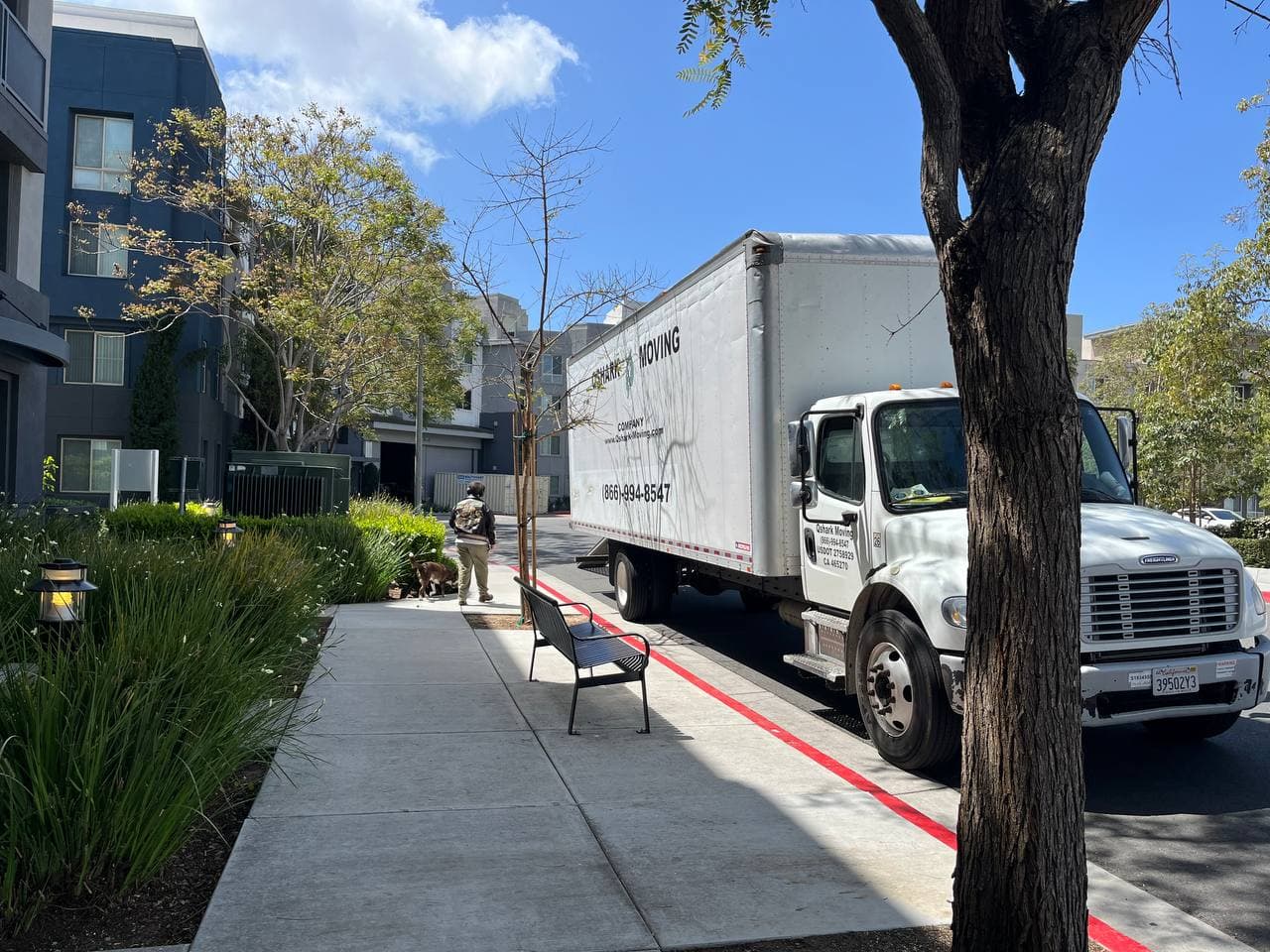 Moving truck ready for apartment relocation in San Diego